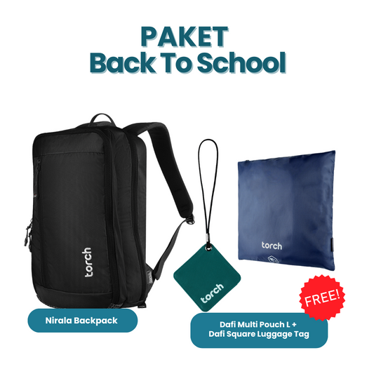 Paket Back To School - Nirala Backpack Gratis Dafi Multi Pouch L + Dafi Square Luggage