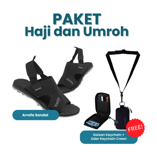 Paket Haji dan Umroh - Arrafa Sandal Gratis Galsan Keychain + Oder Keychain Crean