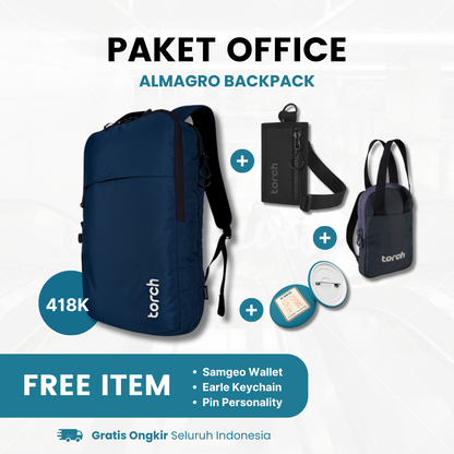 Paket Office - Almagro Backpack Gratis Samgeo Card Holder + Earle Keychain + Pin Personality