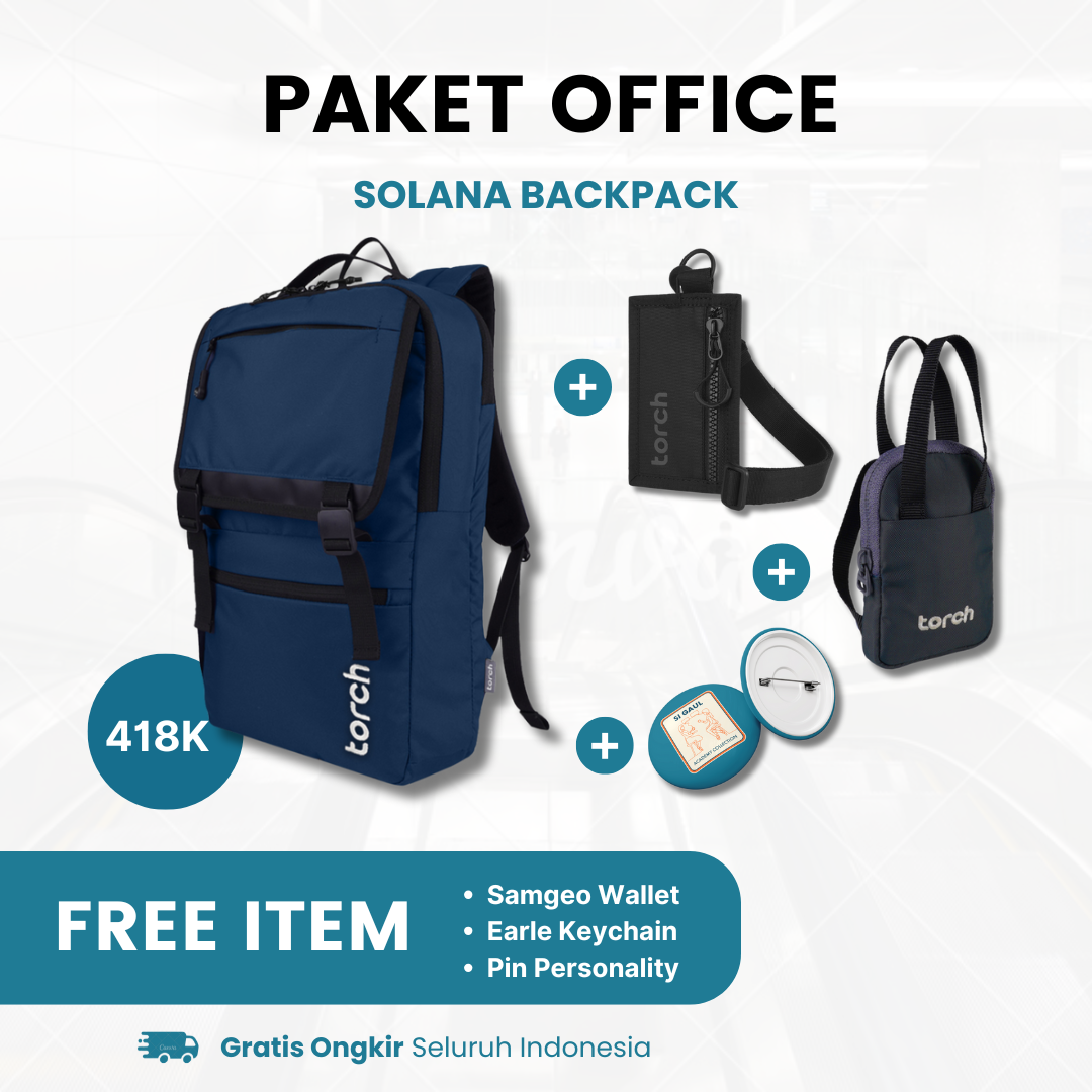 Paket Office - Solana Backpack Gratis Samgeo Card Holder + Earle Keychain + Pin Personality