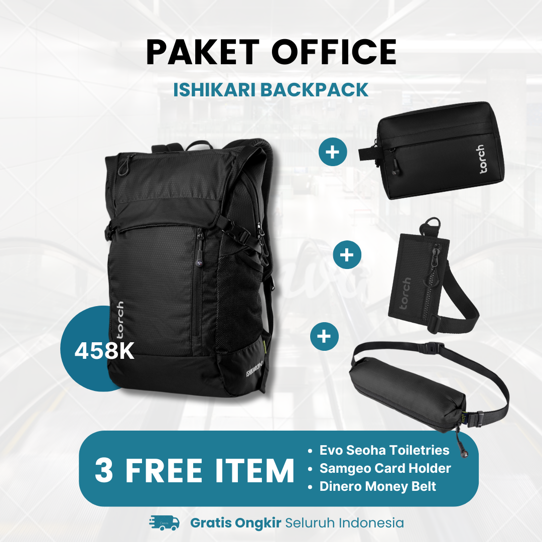 Paket Office - Ishikari Backpack Gratis Evo Seoha Toiletries + Samgeo Card Holder + Dinero Money Belt