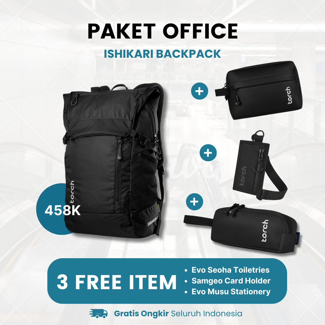 Paket Office - Ishikari Backpack Gratis Evo Seoha Toiletries + Samgeo Card Holder + Evo Musu Stationery