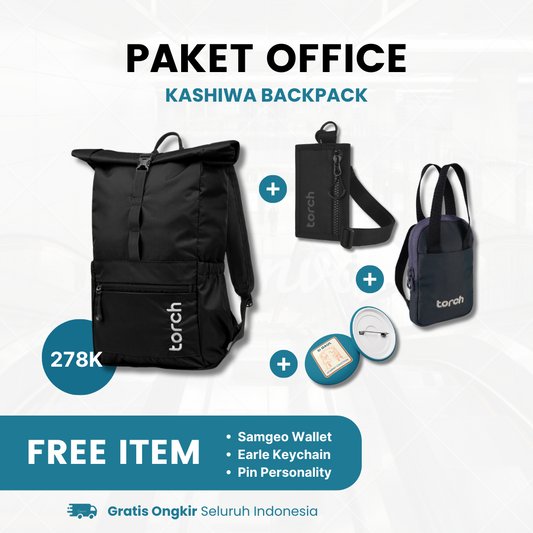 Paket Office - Kashiwa Backpack Gratis Samgeo Card Holder + Earle Keychain + Pin Personality