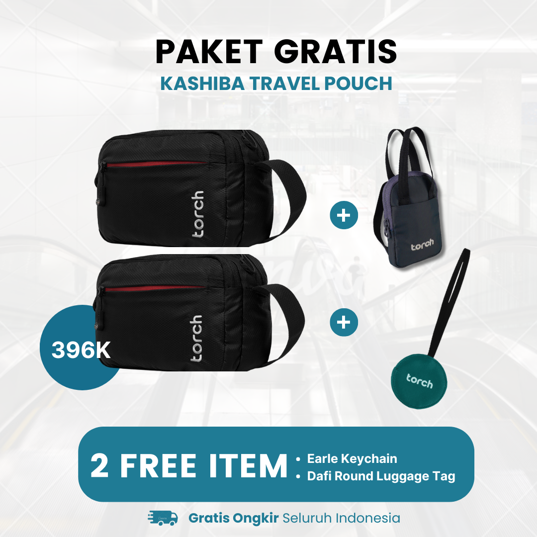 Paket Gratis - 2 Kashiba Travel Pouch Gratis Dafi Round Luggage Tag + Earle Keychain