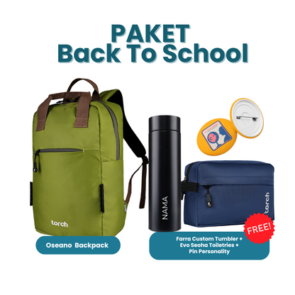 Paket Back To School - Oseano Backpack Gratis Farra Custom Tumbler + Evo Seoha Toiletries + Pin Personality