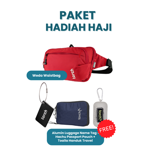 Paket Hadiah Haji - Weda Waistbag Gratis Hachu Passport + Alumin Luggage Name Tag + Toalla Handuk Travel