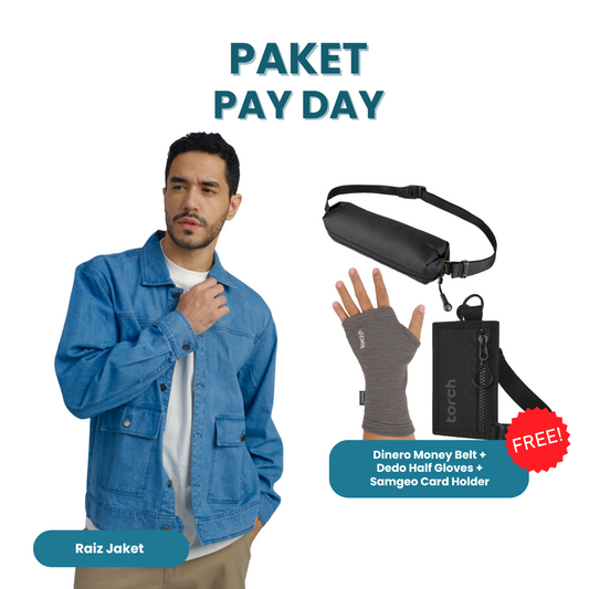 Paket Pay Day -  Raiz Jaket Gratis Samgeo Card Holder + Dedo Half Gloves + Dinero Money Belt