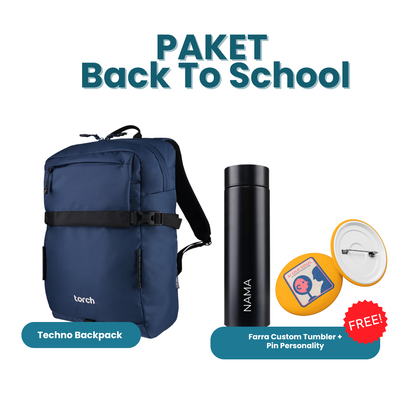 Paket Back To School - Techno Backpack Gratis Farra Custom Tumbler + Pin Personality