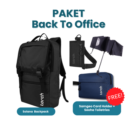 Paket Back To Office - Solana Backpack Gratis Seoha Toiletries + Samgeo Card Holder+ Payung Praguas