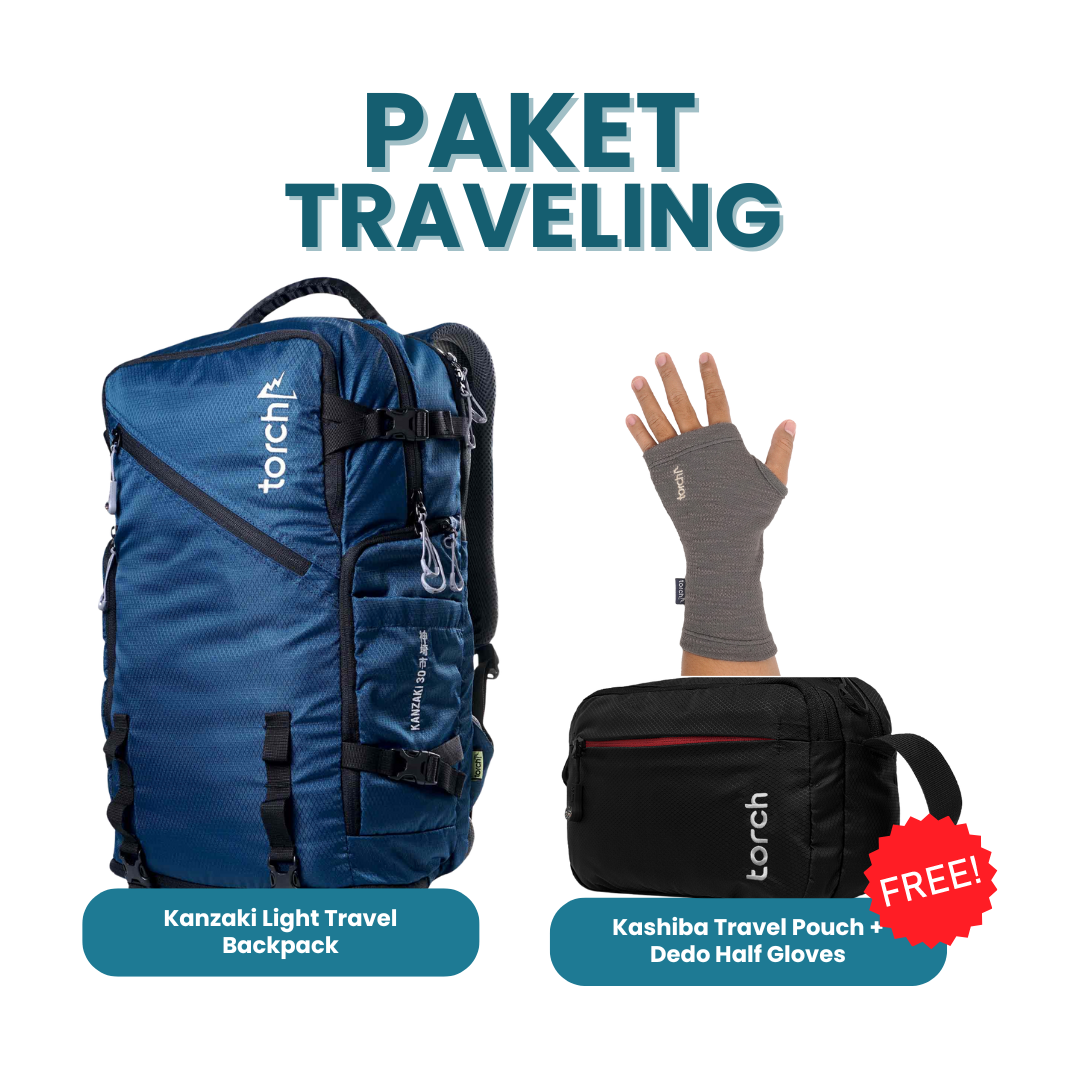 Paket Traveling - Kanzaki Light Travel Backpack Gratis Kashiba Travel Pouch + Dedo Half Gloves