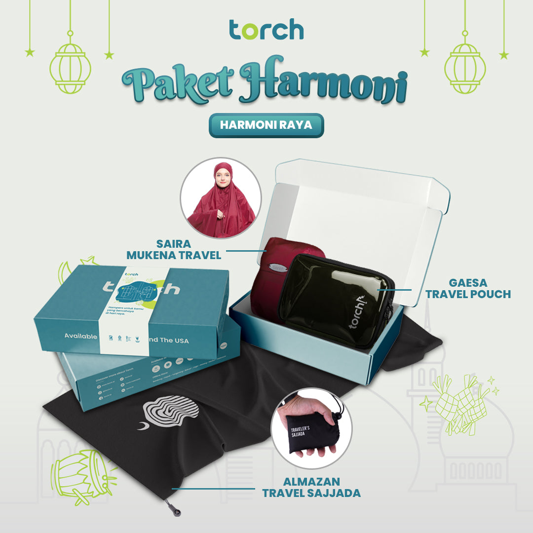 Paket Hampers Harmoni Raya - Almazan Sajjada + Gaesa Hanging Wallet + Saira Mukena Lipat Polos