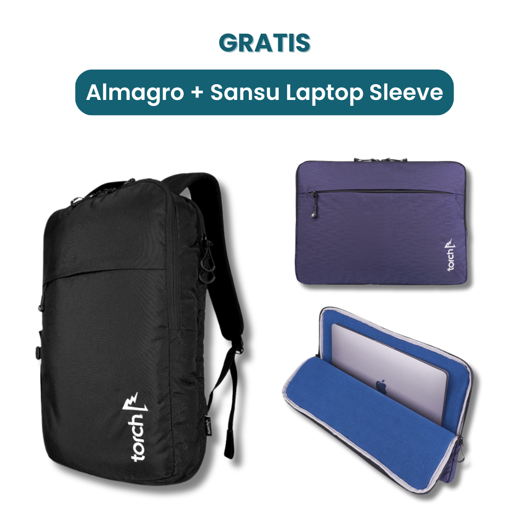 Dalam paket ini kamu akan mendapatkan:  - Almagro Backpack  - Sansu Laptop Sleeve