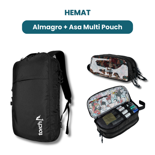 Dalam paket ini kamu akan mendapatkan:  - Almagro Backpack  - Asa Multi Pouch