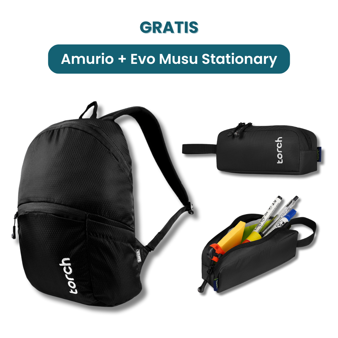 Dalam paket ini akan mendapatkan :  - Amurio Backpack  - Evo Musu Stationary