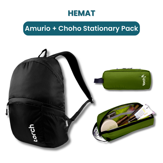 Dalam paket ini akan mendapatkan :  - Amurio Backpack  - Choho Stationary Pack