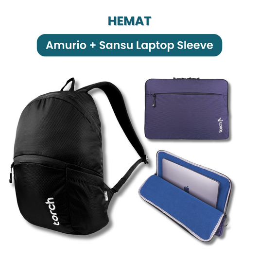 Dalam paket ini akan mendapatkan :  - Amurio Backpack  - Sansu Laptop Sleeve