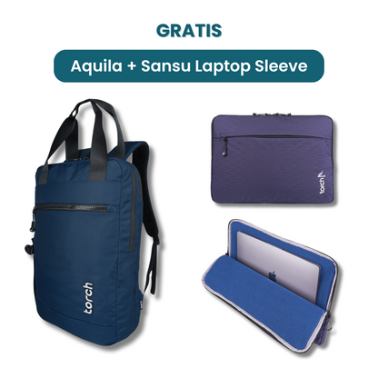 Dalam paket ini kamu akan mendapatkan:  - Aquila Office Backpack  - Sansu Laptop Sleeve