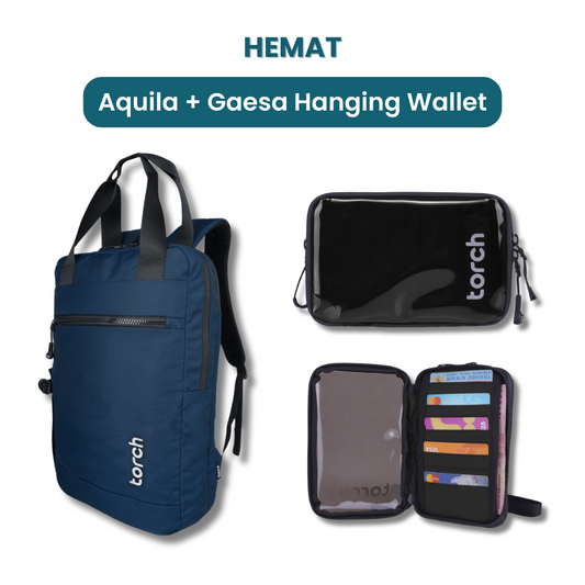 Dalam paket ini akan mendapatkan :  - Aquila Office Backpack  - Gaesa Hanging Wallet