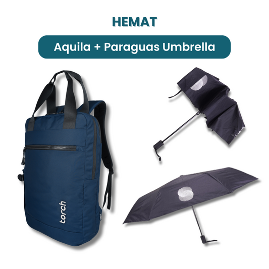 Dalam paket ini akan mendapatkan :  - Aquila Office Backpack  - Paraguas Foldable Umbrella