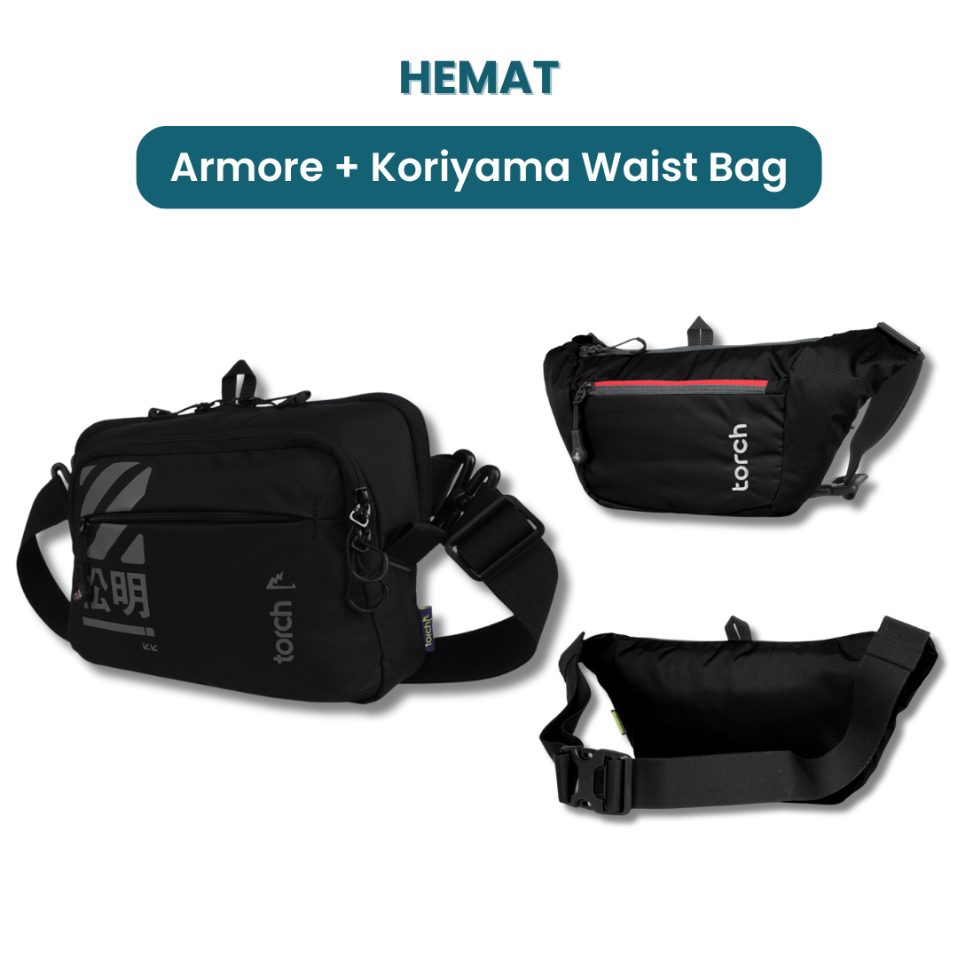 Dalam paket ini akan mendapatkan :  -Armore Gaming 2 in 1 (Waist Bag & Travel Pouch)  - Koriyama Waist Bag