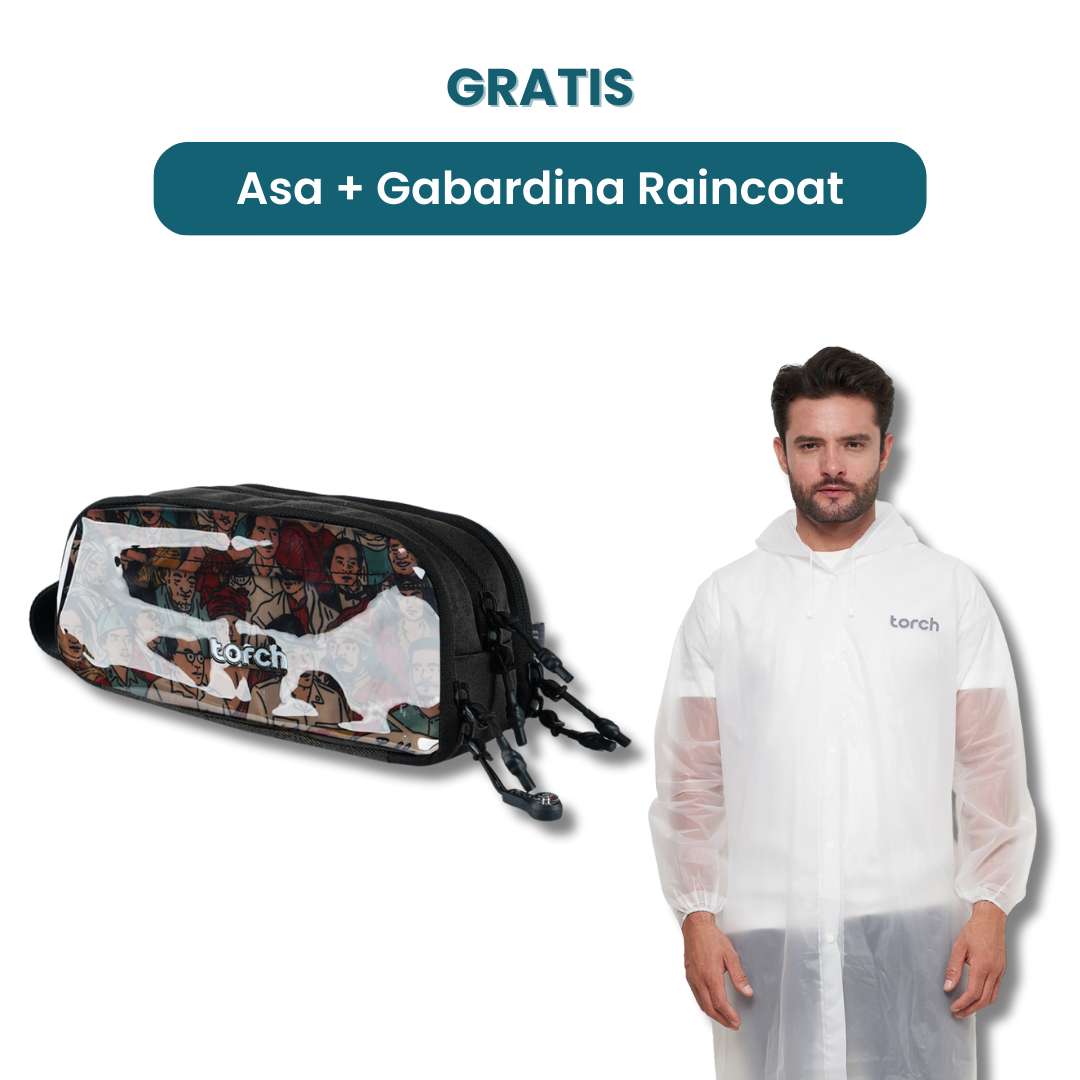 Dalam paket ini kamu akan mendapatkan:  - Asa Multi Pouch  - Gabardina Raincoat