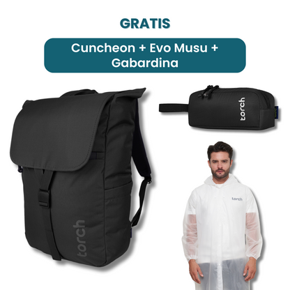 Dalam paket ini kamu akan mendapatkan:  - Cuncheon Backpack  - Evo Musu Stationary  - Gabardina Raincoat