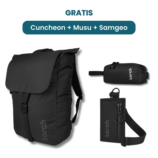 Dalam paket ini kamu akan mendapatkan:  - Cuncheon Backpack  - Evo Musu Stationary  - Samgeo Keychain