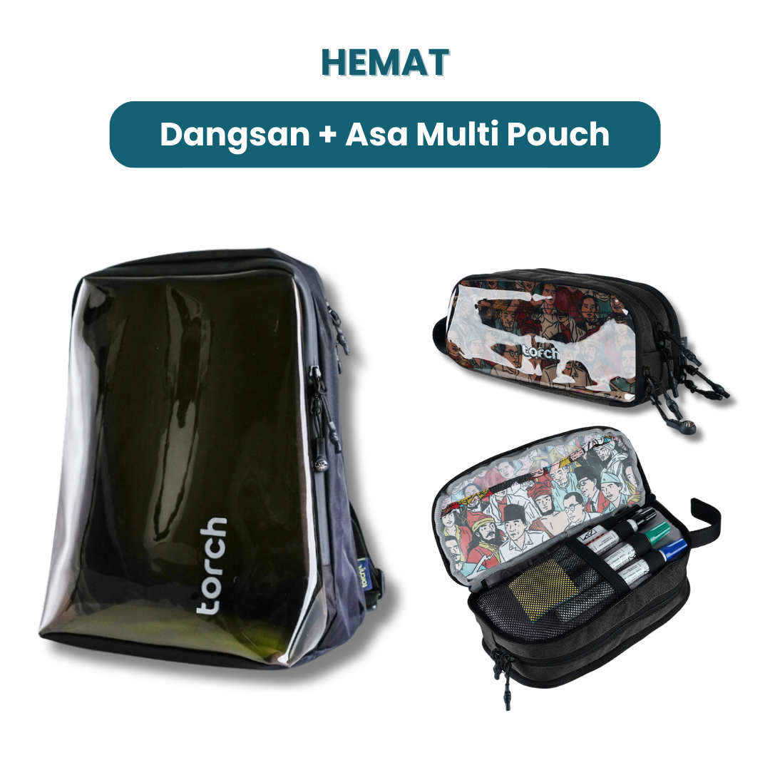 Dalam paket ini kamu akan mendapatkan:  - Dangsan Backpack  - Asa Multi Pouch