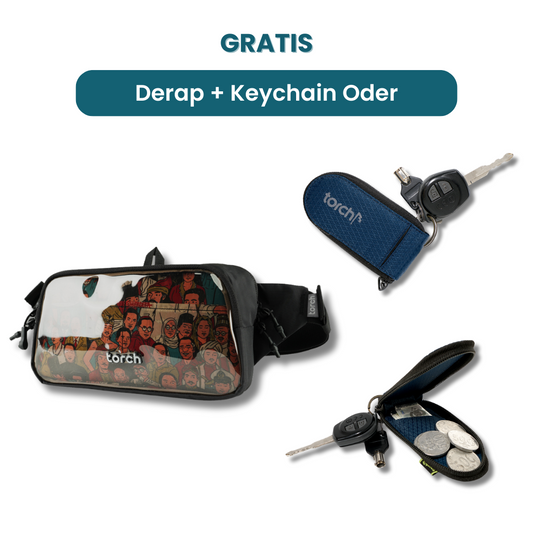 Dalam paket ini kamu akan mendapatkan:  - Derap Waist Bag  - Keychain Oder