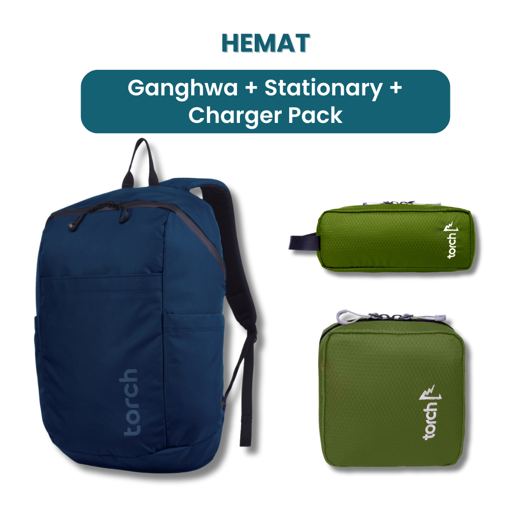 Dalam paket ini tedapat:  - Ganghwa Daypack 19L  - Choho Stationary  - Choho Charger Pack