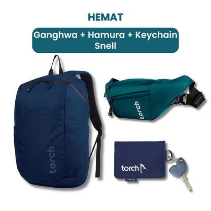 Dalam paket ini tedapat:  - Ganghwa Daypack 19L  - Hamura Waist Bag  - Keychain Snell