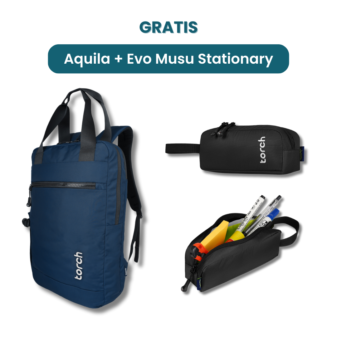 Dalam paket ini akan mendapatkan :  - Aquila Office Backpack  - Evo Musu Stationary