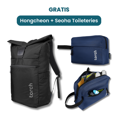 Dalam paket ini kamu akan mendapatkan:  -  Hongcheon Backpack  -  Seoha Toileteries