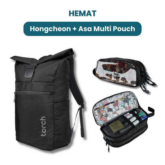 Dalam paket ini kamu akan mendapatkan:  - Hongcheon Backpack  - Asa Multi Pouch