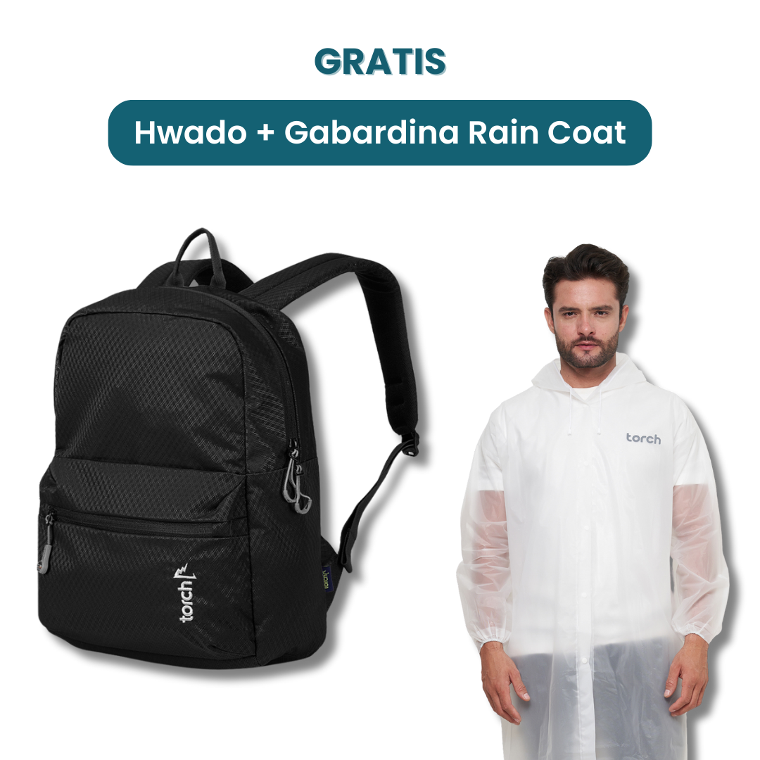 Dalam paket ini kamu akan mendapatkan:  - Hwado Backpack  - Gabardina Raincoat
