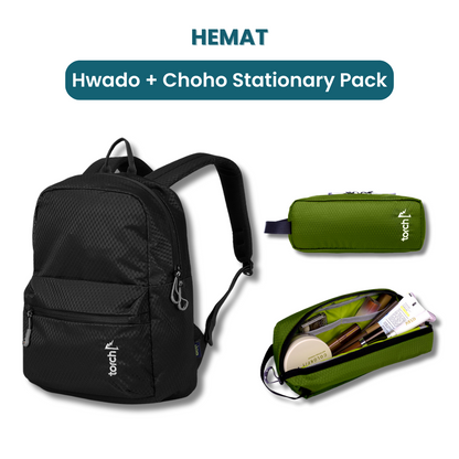 Dalam paket ini kamu akan mendapatkan:  - Hwado Backpack   - Choho Stationary Pack