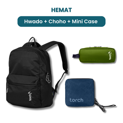 Dalam paket ini akan mendapatkan :  - Hwado Backpack  - Choho Stationary Pack  - Mini Case