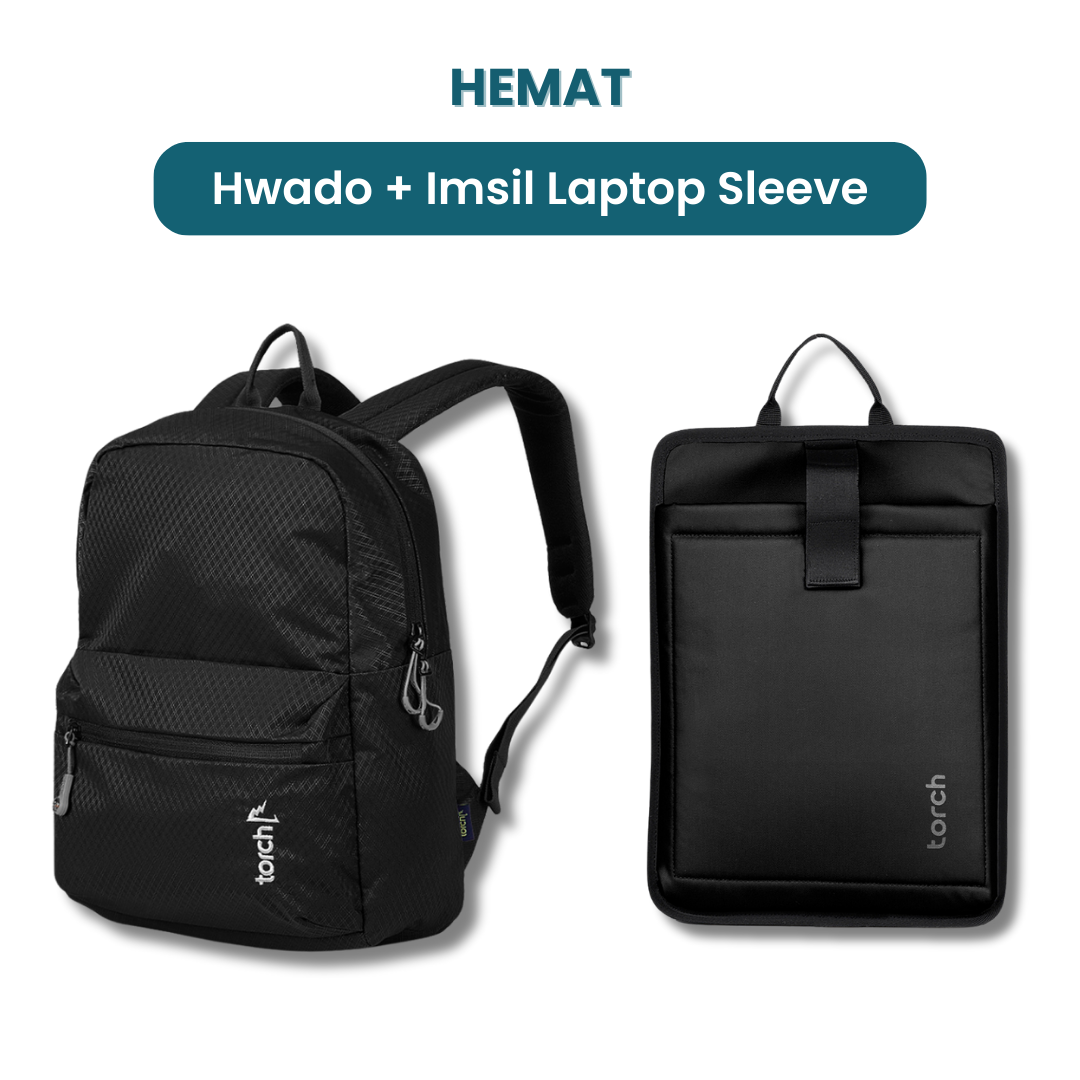 Dalam paket ini akan mendapatkan :  - Hwado Backpack  - Imsil Laptop Sleeve