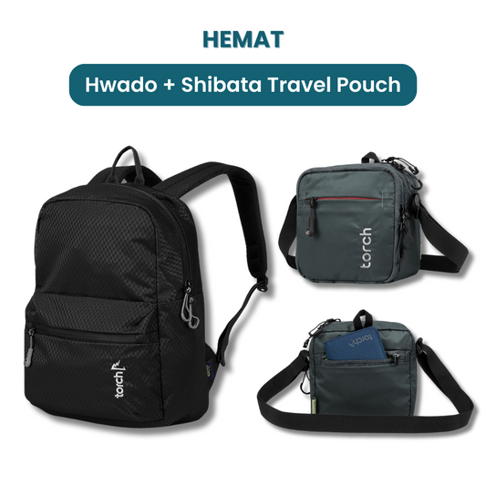 Dalam paket ini akan mendapatkan :  - Hwado Backpack  - Shibata Travel Pouch