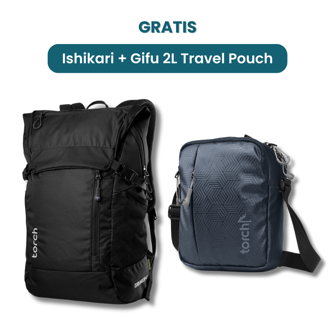 Dalam paket ini akan mendapatkan :  - Ishikari Backpack  - Gifu 2L Travel Pouch