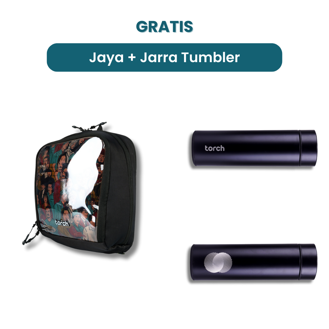 Dalam paket ini kamu akan mendapatkan:  - Jaya Travel Pouch  - Jarra Tumbler