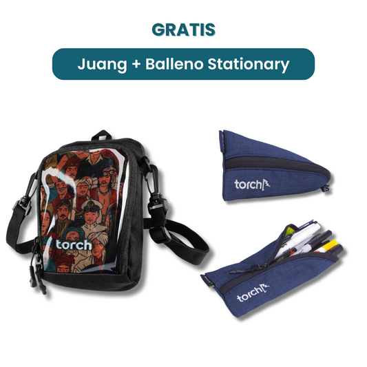 Dalam paket ini kamu akan mendapatkan:  -  Juang Travel Pouch  -  Balleno Stationary Pouch