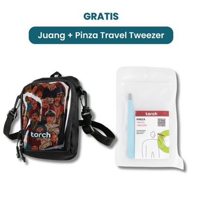 Dalam paket ini kamu akan mendapatkan:  -  Juang Travel Pouch  -  Pinza Travel Tweezer
