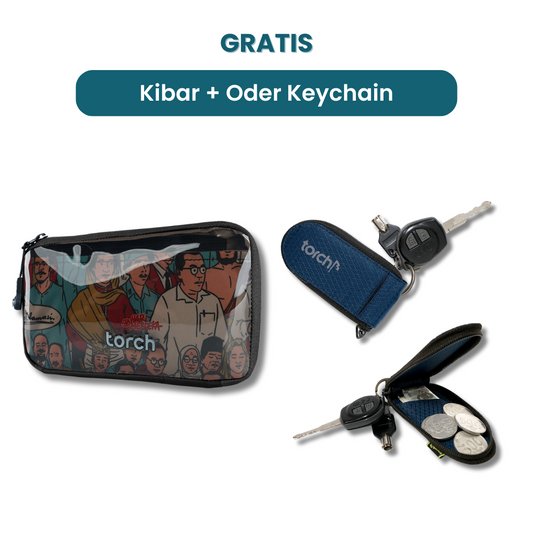 Dalam paket ini kamu akan mendapatkan:  - Kibar Neck Wallet   - Oder Keychain