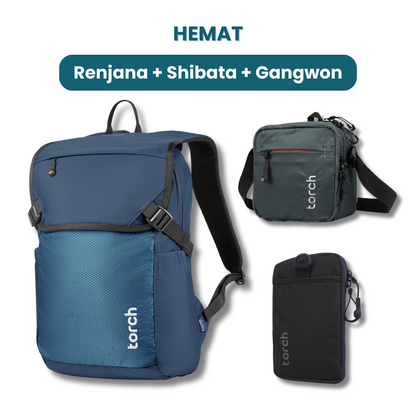 Hemat - Renjana Backpack + Shibata Travel Pouch + Gangwon Neck Wallet