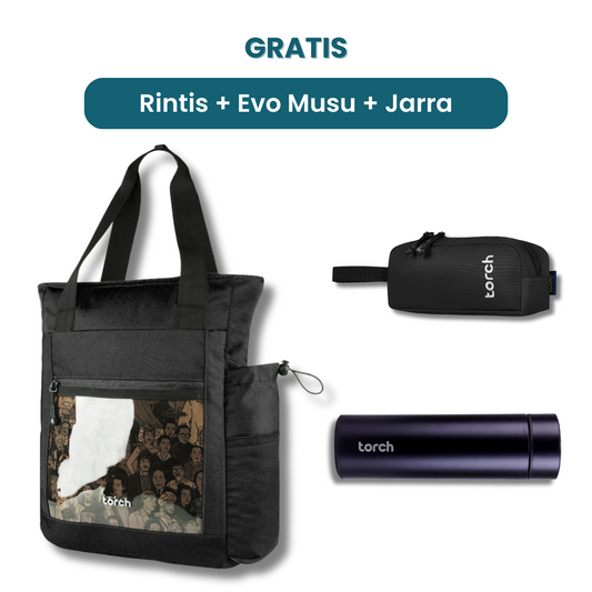 Dalam paket ini kamu akan mendapatkan:  - Rintis Tote Backpack  - Evo Musu Stationary   - Jarra Tumbler