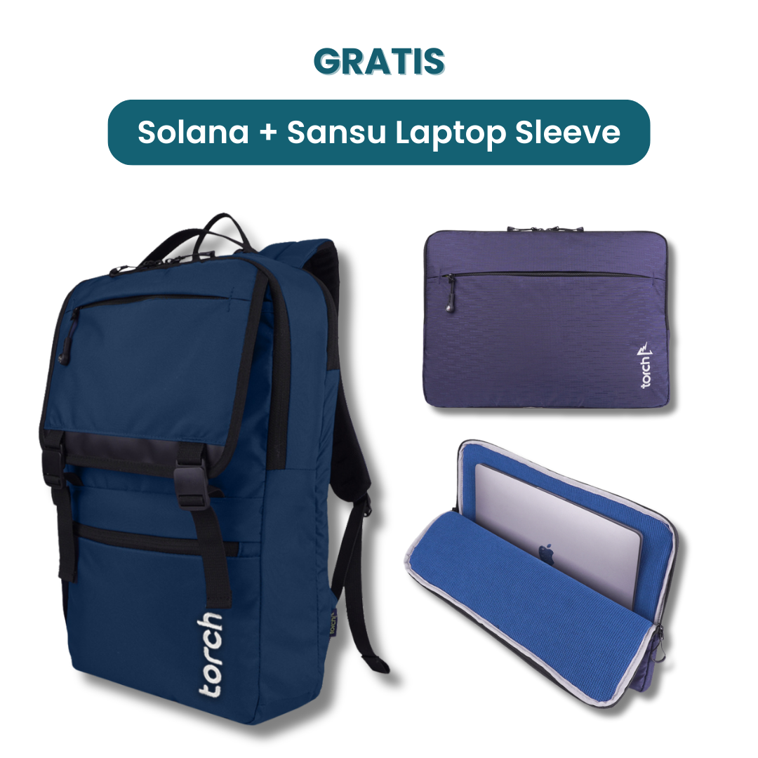 Dalam paket ini kamu akan mendapatkan:  - Solana Backpack  - Sansu Laptop Sleeve