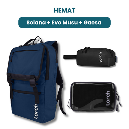 Paket Hemat - Solana Backpack + Evo Musu Stationary + Gaesa Hanging Wallet