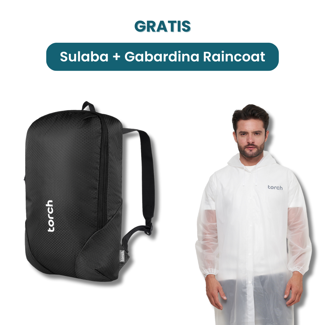 Dalam paket ini tedapat:  - Sulaba Backpack   - Gabardina Raincoat  