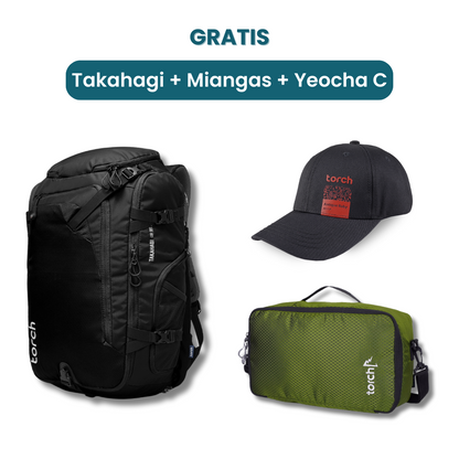 Dalam paket ini akan mendapatkan :  - Takahagi Travel Backpack  - Miangas Baseball Hat    - Yeocha C Inner Pack